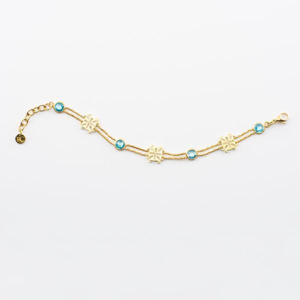 Rustic Cuff Gianna Light Blue - Gold
